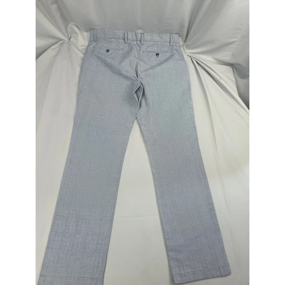 Banana Republic Aiden Fit Mens 34x32 Blue Glen Plaid Cotton Chino Pants Slim